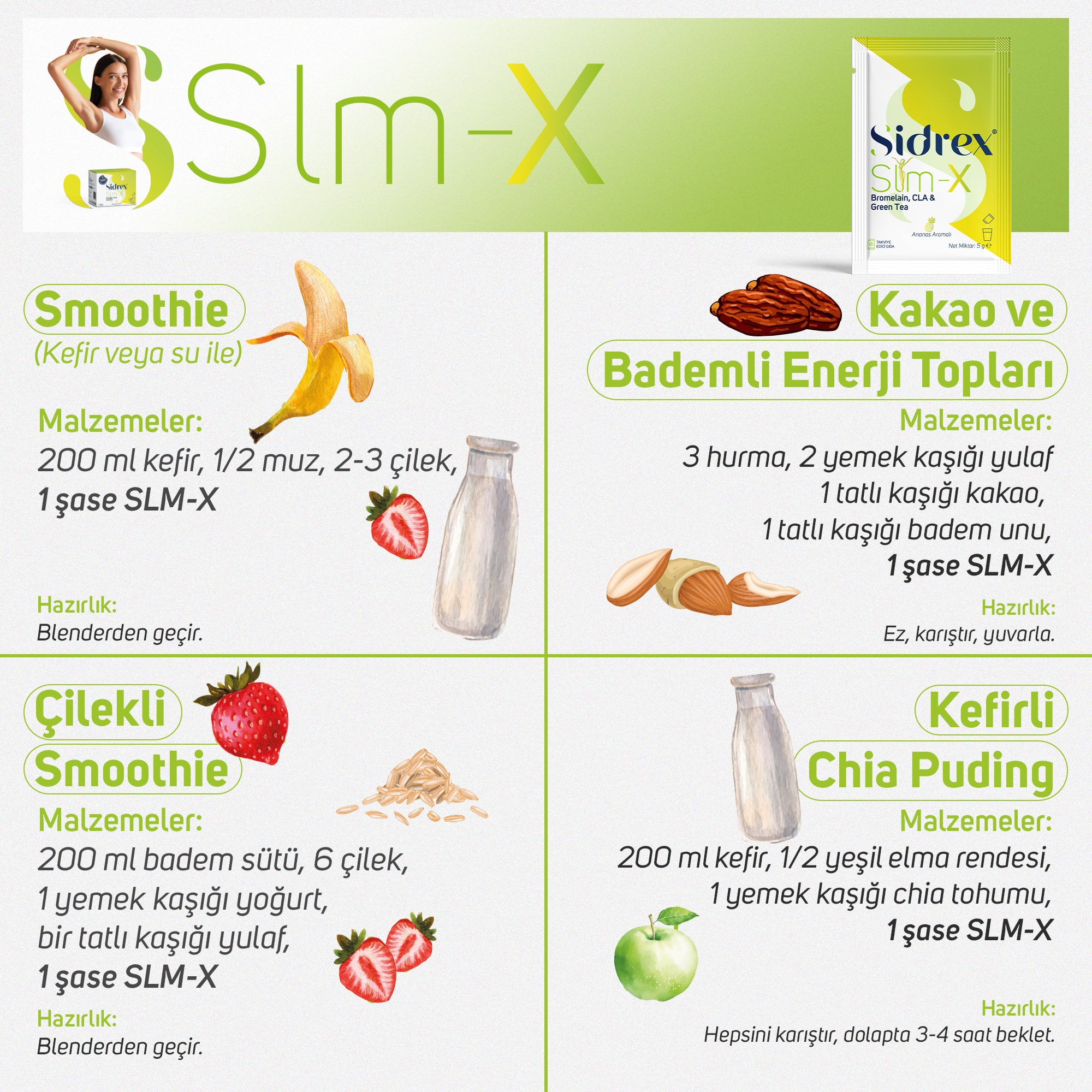 Slm-X Bromelain Yeşil Çay Ekstresiyle Kilo Kontrolüne Destek - Sidrex